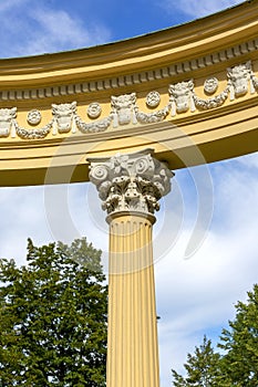 Decorative gloriette in front of 16th century baroque Lancut Castle, Lancut, Poland