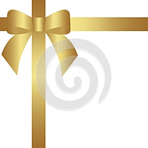 decorative gold bow horizontally and vertically gold ribbons. Vector bow for page decor