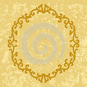 Decorative gold frame on vintage background.