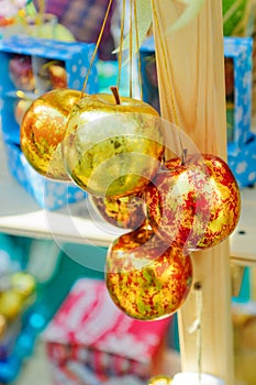 Decorative golden apples for christmas tree decoration