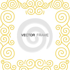 Decorative golden frame with copy space for text made in modern line style vector.