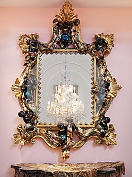 Decorative golden mirror frame