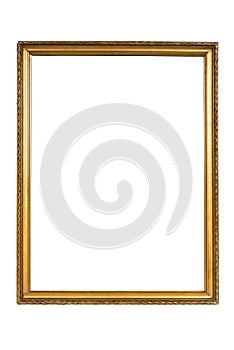 Decorative golden picture frame isolated on white