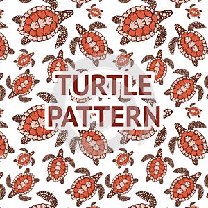 Decorative graphic vector seamless pattern with turtle with vintage outline style.Isolated vector illustration. Planet