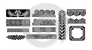 Decorative Greek Ornament Patterns Vector with Classic Black Borders and Frames