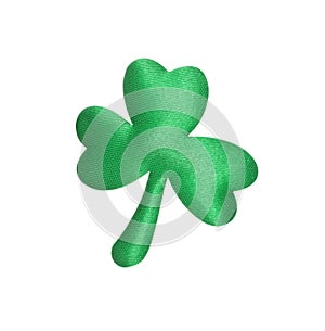 Decorative green clover leaf isolated on white. Saint Patrick`s Day symbol