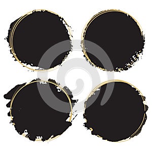 Decorative grunge design elements - black paint artistic round frames