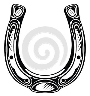 Hand drawn lucky horseshoe. Tattoo design