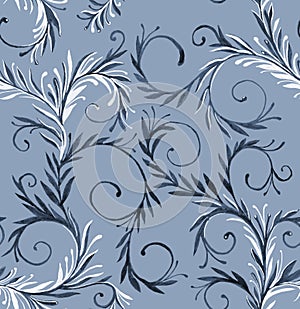 Decorative hand drawn pattern in blue colours