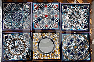 Decorative hand painted ceramic tiles for sale.