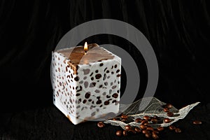 Decorative Handmade candle with coffee beans.