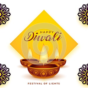 decorative happy diwali occasion background with oil lamp illustration