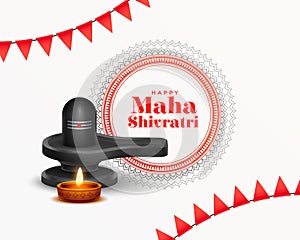 decorative happy maha shivratri greeting background with glowing diya