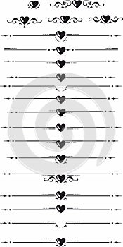 Decorative heart delimiter separator element set