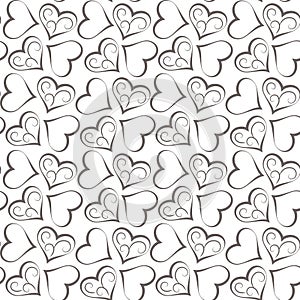 Decorative hearts seamless vector pattern on transparent background