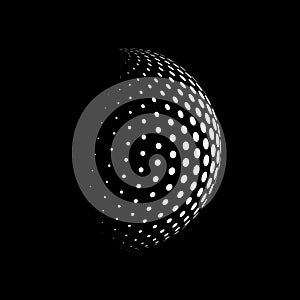 Decorative hemisphere with black circles on a white background. Vector 3d graphics.Design elements for advertising flyer, brochure
