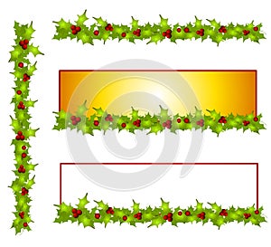 Decorative Holly Leave Borders and Banners