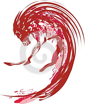 Red horse swirl isolated on white for prints or textiles