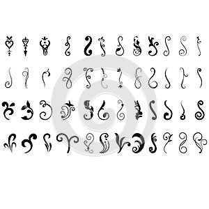 Decorative icon vector set. Ornaments elements illustration sign collection. Decorative elements symbol or logo.