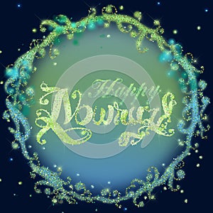 A decorative illustration with the caption Happy Nowruz
