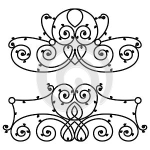 Decorative iron metal fence elegance retro calligraphic style swirl vintage border frame design decorative sign and