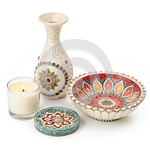 Decorative items isolated on white background