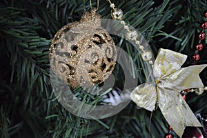 Decorative jewelry ball and bow for Christmas tree