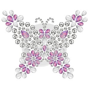 Decorative jewelry brilliant butterfly pink and silver color