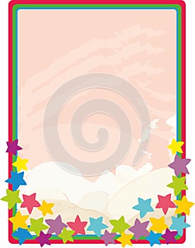 Decorative kids frame and baner with stars and sun