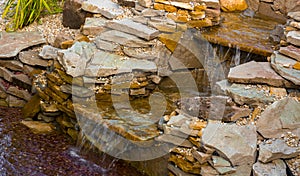 Decorative koi pond in a garden