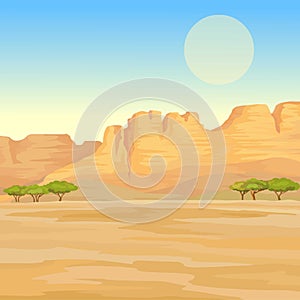 Decorative landscape - African desert. Old mountains, canyon.