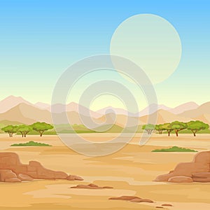 Decorative landscape - African desert. Place for text or character.