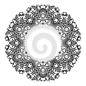 Decorative line art frames for design template. Elegant element for design in Eastern style, place for text. Black outline floral