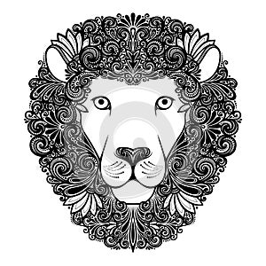 Decorative Lion with Patterned Mane