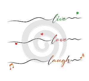 decorative live love laugh slogan and ornaments