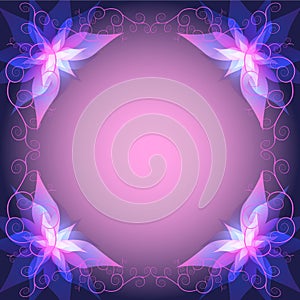 Decorative luxury frame with pink - violet flower