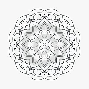 Decorative mandala pattern in Indian style. Kids coloring page. Doodle mandala on a white background. Traditional Indian mandala