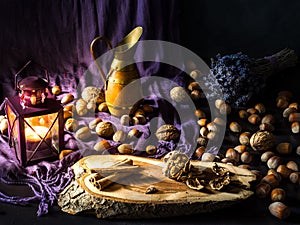 Decorative mauve, purple, lavender style seasonable.