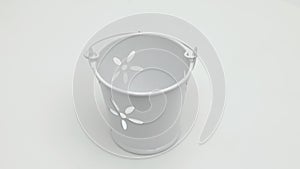 Decorative Metal Bucket Rotates on white background