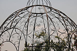 DECORATIVE METAL DOME SUPPORTING CLIMBING ROSES