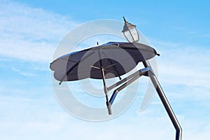 Decorative metal park lantern with umbrella