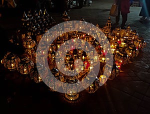 Decorative moroccon light lanterns on display photo