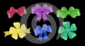 decorative multi-colored bows of various shapes