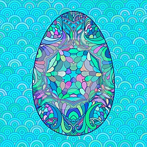 Decorative multicolor blue Easter egg.