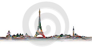 Decorative Multicolor Paris Skyline