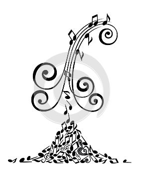 Decorative Music notes  background . Sketch vector illustration