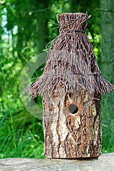 Decorative nesting box in green background