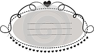 Decorative oblong-shaped frame border with hearts photo