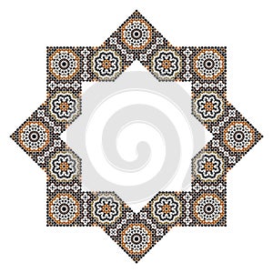 Decorative octagonal star with an ornament Zellij