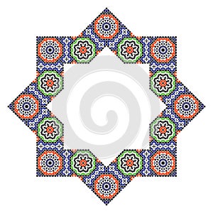 Decorative octagonal star with an ornament Zellij